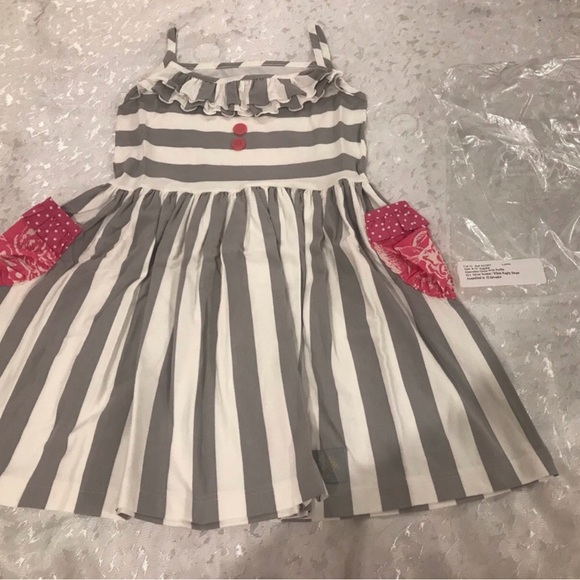 Eleanor Rose Other - Eleanor Rose Striped Gray and White Dress with Pink Accents NWOT